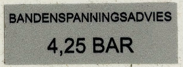 BANDENSPANNING ADVIES STICKERTJE 4.25 BAR