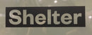 STICKER SHELTER logo zijwand 23 cm x 6 cm zwart