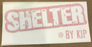 STICKER SHELTER logo achterwand rood