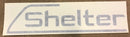 STICKER SHELTER logo 20 cm x 4.4 cm zwart